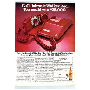 1979 Johnnie Walker Red Label Scotch Vintage Print Ad Phone Wall Art Photo